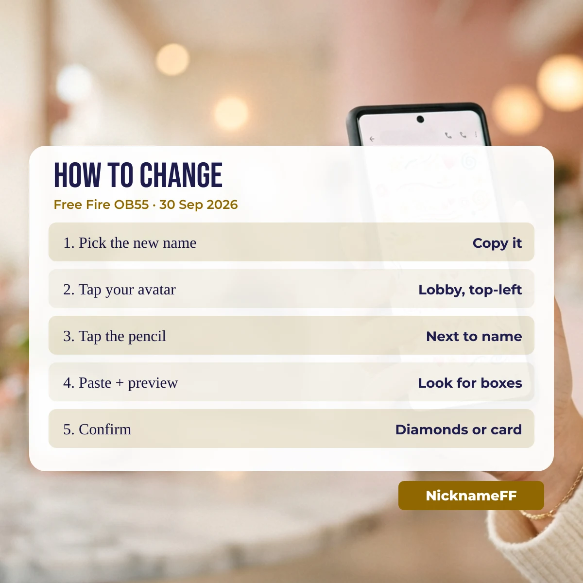 Steps to change your name in Free Fire