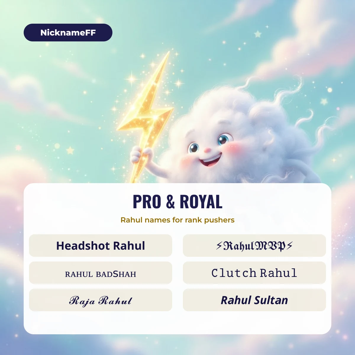 Pro and royal Rahul names for Free Fire