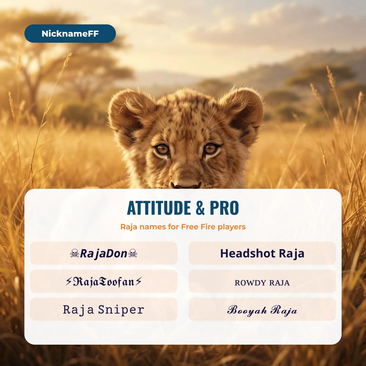 Attitude and pro Raja names for Free Fire