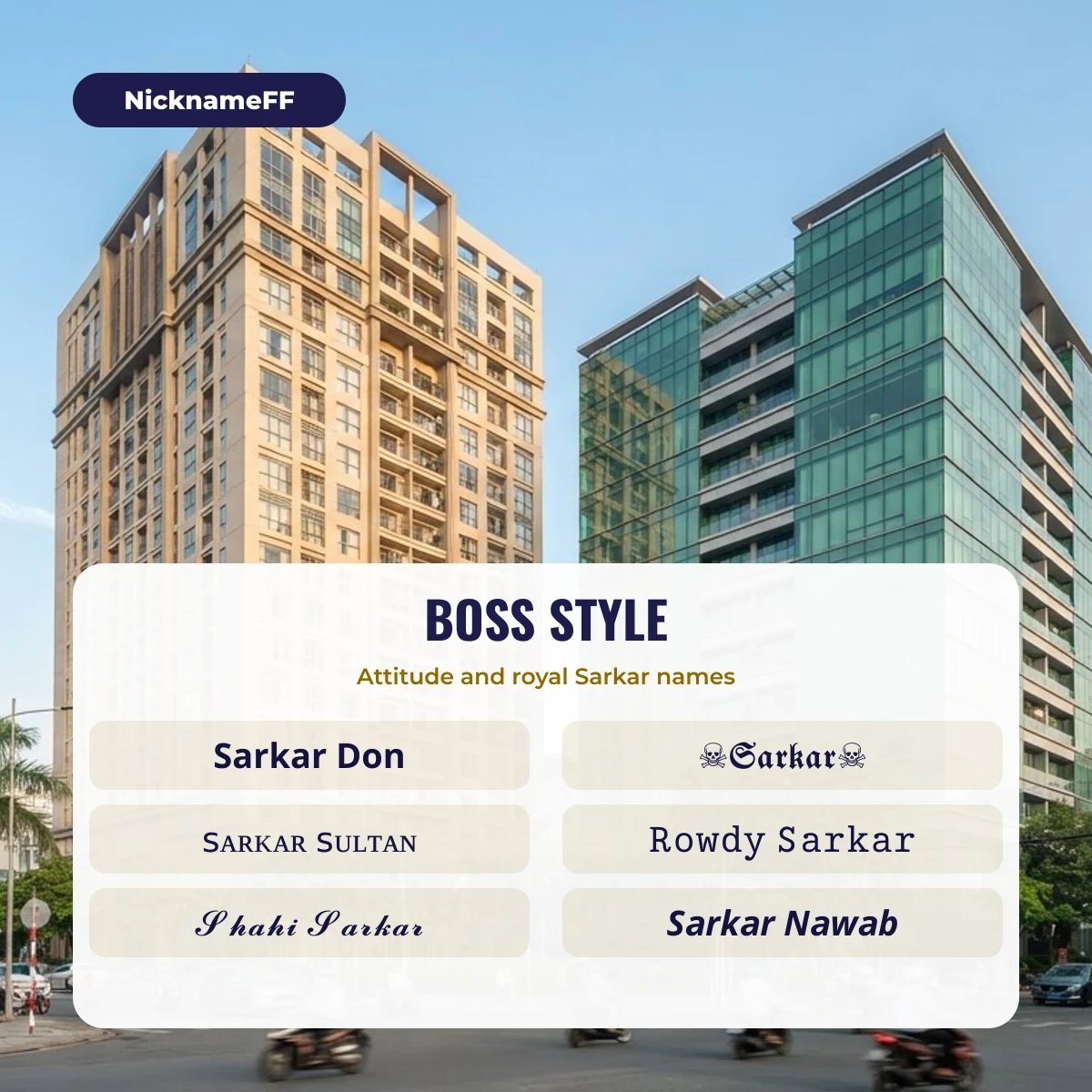 Attitude and royal Sarkar names for Free Fire
